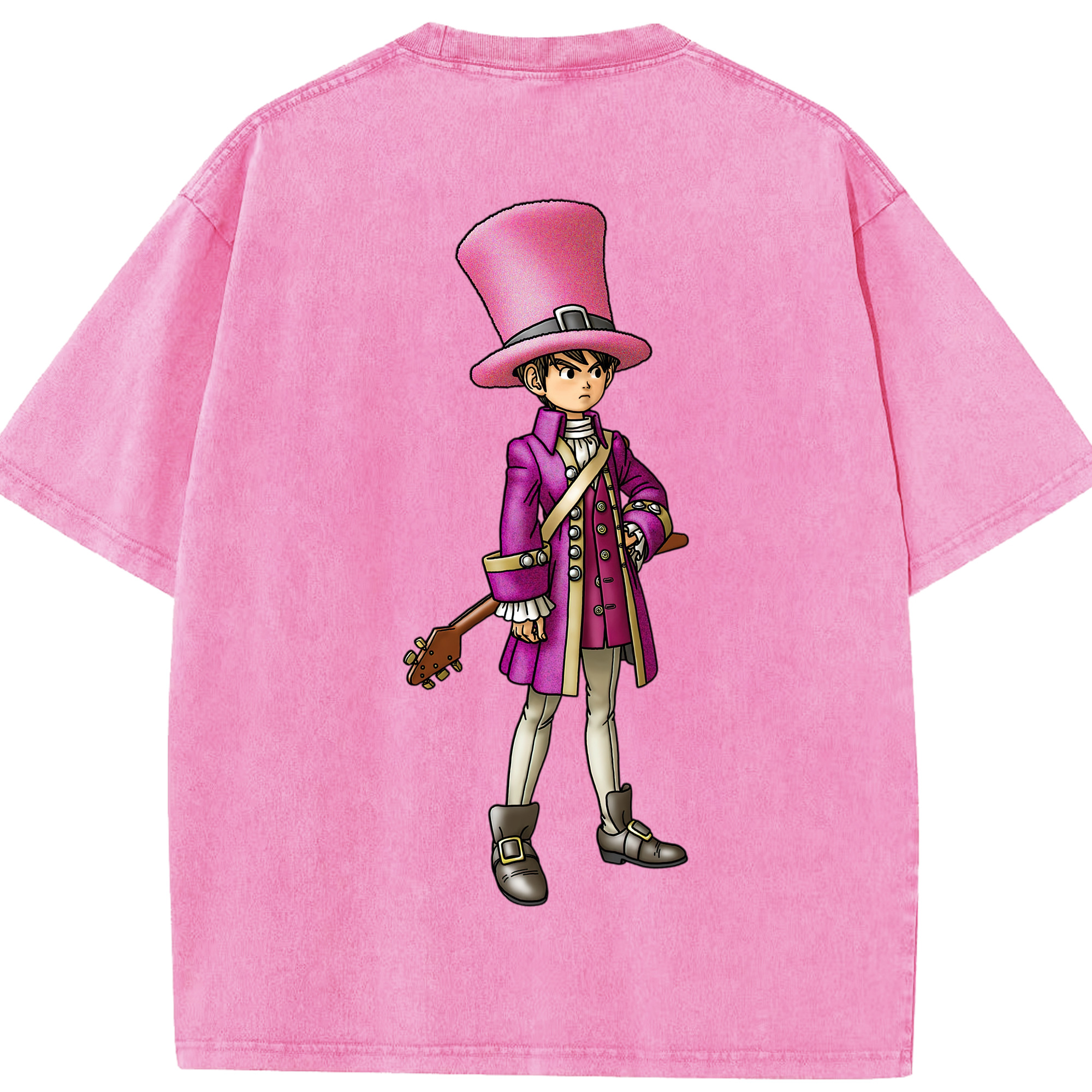 （画像用） ドラゴンクエスト Doragon Kuesuto Dragon Quest 綿100% ヴィンテージ風 半袖Tシャツ（背面プリント）